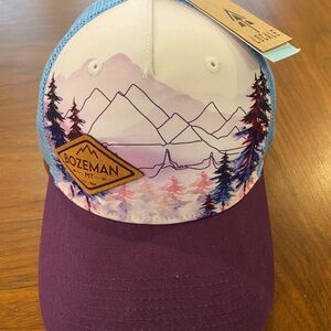 Bozeman MT Purple and Blue Trucker Hat Women’s Adjustsble
